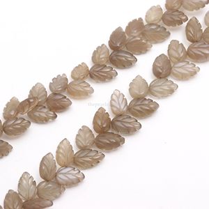 Cuentas de piedra lunar gris talladas a mano con forma de hoja, de 10 mm a 11 mm, hebra de cuentas de piedra lunar gris natural, cuentas sueltas para fabricación. - Product Image 5
