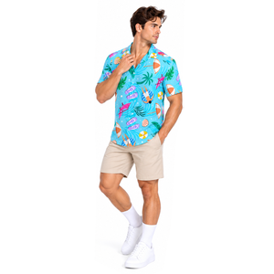 <b>Mens</b> Custom Sublimation <b>Beach</b> <b>Shirt</b> Breathable Polyester Tropical Print Button Up Vacation Summer Casual Beachwear <b>Shirt</b> - Product Image 4