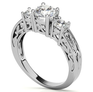 Anillo de Moissanita de Corte Redondo Estilo Antiguo, Plata de Ley 925, Chapado en Oro Blanco, Anillo de Compromiso, Boda, Novia, Joyería de Lujo Vintage - Product Image 3