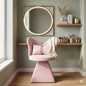 Vanity Chair with <b>Butterfly</b> Back Swivel Accent <b>Dining</b> Chair PU Makeup Stool for Bedroom Dressing <b>Table</b> - Product Image 2
