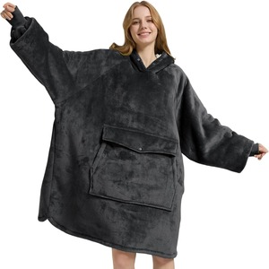 Sudadera con capucha extragrande de forro polar para mujer con bolsillo frontal grande - Product Image 1
