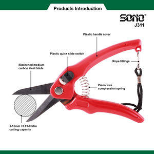 Sécateur bypass classique industriel SONO J311 de qualité DIY, durable et tranchant, avec poignée en acier et lame en acier au carbone, à commande manuelle, OEM TW - Product Image 2