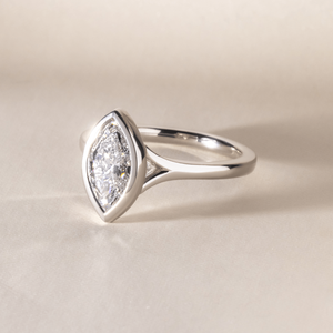 Bezel <b>Set</b> Engagement <b>Ring</b> 14K <b>Gold</b> IGI Certified Sustainable Lab Created Solitaire Jewelry 1.50 Carat Marquise Lab Grown Diamond - Product Image 2