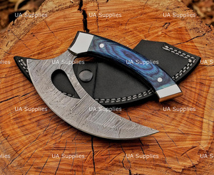 มีดเชฟมืออาชีพ UA Supplies Damascus Steel Alaskan Ulu  ด้ามไม้เคลือบซาติน ขนาด 6-7.9 นิ้ว ผลิตด้วยมือ เป็นมิตรกับสิ่งแวดล้อม ใช้งานได้ทั้งมือซ้ายและขวา - Product Image 5