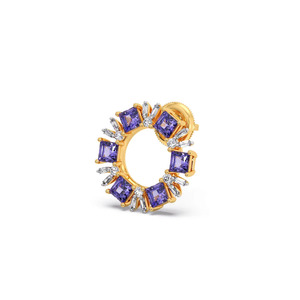 Pendientes de aro con cristales morados dorados y diamantes - Product Image 2