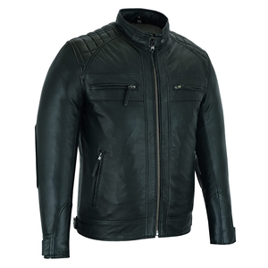 Blouson de moto vintage en cuir véritable marron pour homme, coupe slim, séchage rapide, avec poches zippées et col montant, personnalisable pour l'hiver – Vente en gros - Product Image 3