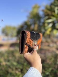 Hermoso diseño tallado a mano billetera de cuero embrague funda de teléfono tarjeta elegante billetera de piel de vaca multiusos embrague de mujer - Product Image 2