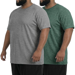 T-shirt décontracté gris à manches courtes et col rond en jersey de coton uni pour homme, coupe classique - Product Image 1
