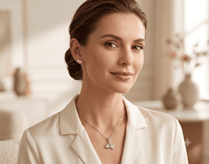 Ensemble de bijoux collier et boucles d'oreilles en argent sterling 925 avec pendentif en zircone cubique taille princesse et taille poire pour femmes - Product Image 5