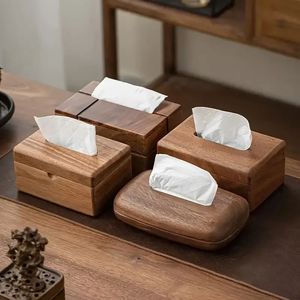 Elegante caja de pañuelos de madera, accesorio decorativo para el hogar, para sala de estar, dormitorio, oficina, almacenamiento de mesa y interior con estilo. - Product Image 4