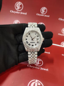 Montre unisexe de 41 mm à mouvement automatique en acier inoxydable avec diamants et moissanite, nouvelle conception à forte vente en 2024, provenant d'Inde - Product Image 2