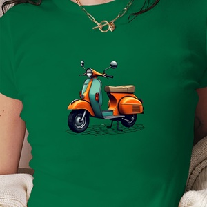 T-shirt court de mode pour femmes de conception de scooter vintage classique - Product Image 3