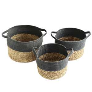 Splendid 2in1 Vietnamese Woven Cotton <b>Rope</b> Mix Seagrass <b>Baskets</b> for Both Indoor <b>Storage</b> and Planter - Product Image 1