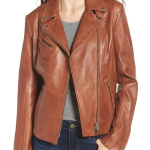 Veste en cuir véritable matelassée élégante pour femmes, tendance, moderne, ajustement personnalisable, durable et respirante - Product Image 1