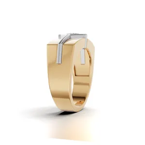 Anillo de Diamantes Urban Crest para Hombre, Corte Princesa, Diamante Cultivado en Laboratorio, Oro Amarillo de 18K, 1 Diamante, Anillo de 1 Pieza para Exportación - Product Image 2