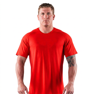 T-shirt décontracté pour homme, col rond, manches courtes, orange uni, coupe classique, respirant, écologique, anti-boulochage, 100 % coton jersey - Product Image 3