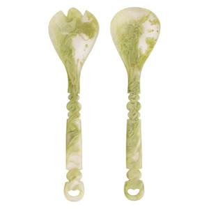 Resin salad spoon with green color Dinnerware Set Western Knife Fork Black Resin Handle Cutlery <b>Server</b> Salad Food Spoons - Product Image 3