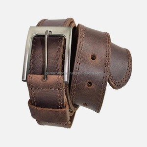 Ceinture décontractée en cuir pour hommes de haute qualité en cuir de vache marron avec boucle à ardillon en cuir supérieur logo et couleur personnalisés - Product Image 2