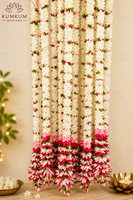 Guirnaldas de Flores Artificiales de Tela Hechas a Mano en India, Decoración Festiva para Bodas, Diwali, Haldi, Mehndi, Decoración del Hogar, Colgante de Pared, Fondo Decorativo