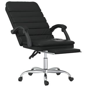 Silla de Oficina de Cuero Sintético Negro con Madera Contrachapada Ajustable y Función de Masaje Metálica - Product Image 6