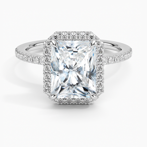 Anillo BOJ 0100 con Corte Radiante, Plata 925, Engaste de Puntas con Halo, Anillo Solitario con Diamante de 2ct, Color D, VVS1, Moissanita Certificada por GRA - Product Image 1