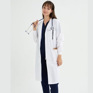 Unisex Comfortable Hospital Lab <b>Coat</b> Full Zipper Canvas Fabric <b>Doctor</b> Uniform Medical Scrub Jacket Needle Detection Seamless - Product Image 3