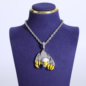 Pendentif Aigle Force & Liberté en Argent 925, Micro-Pavé Moissanite, Style Hip Hop, Breloque Oiseau, Symbole de Protection et de Puissance - Product Image 5