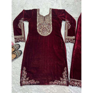 Ensemble de vêtements de fête pour femmes de designer avec broderie et séquence de codage - Product Image 1