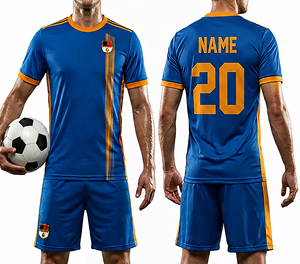 Uniformes de Fútbol Personalizados para Clubes, Conjuntos de Primera Calidad, Transpirables, de Secado Rápido, Cuello Redondo, Unisex, para Adultos, en Spandex/Poliéster - Product Image 1