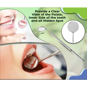 1pc Stainless Steel Ergonomic Grip Dental Oral Mirror Eyelash Extension <b>Teeth</b> Whitening <b>Cleaning</b> <b>Tools</b> Makeup <b>Tool</b> Handle - Product Image 1