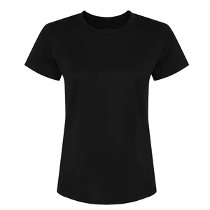Camiseta de Manga Corta para Mujer, Cuello Redondo, Color Sólido, Corte Regular, Tejido de Punto, Informal, para Todas las Temporadas, Negra, Azul Marino, Gris, Rosa, Blanca - Product Image 3