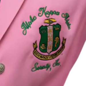 Pink AKA Traditional Crest Blazer Women's Tailored Notch Lapel Formal Business Jacket with Embroidered Crest - Product Image 3