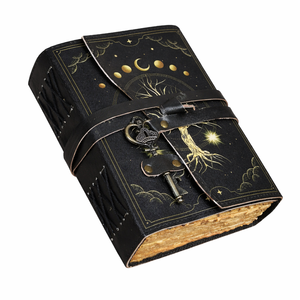 สมุดบันทึกคาถาหนังแท้ "ต้นไม้แห่งชีวิต" พร้อมกระดาษขอบฉีกเย็บเข้าเล่มปกแข็ง - Product Image 1