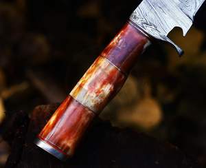 มีดโบวี่เหล็กดามัสกัสทำมือรุ่นใหม่ล่าสุด ขนาด 13 นิ้ว ใบมีดคงที่ สำหรับล่าสัตว์กลางแจ้ง ด้ามจับทำจากกระดูก ใช้ได้ทั้งในครัวและนอกครัว - Product Image 6