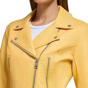 Women's Original Leather <b>Jacket</b> (3 Colors) Biker <b>Jacket</b> Zip Pockets Vintage Regular Length <b>Waterproof</b> Lightweight Coat for - Product Image 1