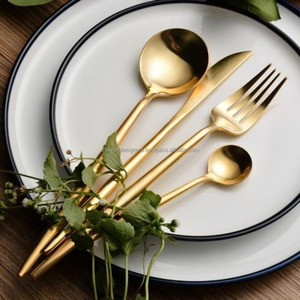 <b>Gold</b> Metal Flatware <b>Set</b> With Modern Finish Perfect Choice For Stylish Kitchens And Contemporary Home Interiors - Product Image 5