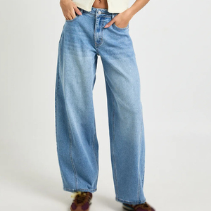 Vaqueros rectos de mezclilla de moda para mujer, estilo urbano, casual, de diseñador, ropa al por mayor, proveedor de ropa de exportación de fábrica, con abalorios y lazo. - Product Image 6