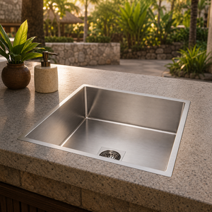 Fregadero de Cocina de Acero Inoxidable Grado 304, de un Solo Tazón, Cuadrado, para Instalar Bajo Encimera, Acabado Cepillado - Product Image 2