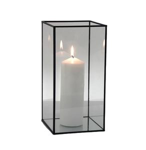 Bougeoirs Hurricanes en verre faits à la main en métal noir encadré parfait pour Festival Home Decor bougeoir en verre - Product Image 1