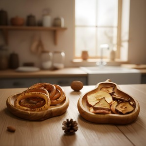 Juego de Platos de Madera con Forma de Manzana y Pera, Ideal para Ensaladas, Frutas, Bocadillos, Bandeja de Madera Natural Elegante para Regalo o Uso Doméstico - Product Image 5