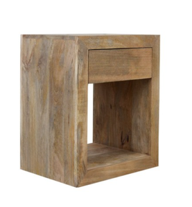 Mesita de Noche de Lujo Estilo Rústico Moderno, Hecha a Mano con Madera Maciza de Mango, Diseño Ecológico, con un Cajón de Almacenamiento para Dormitorio - Product Image 1