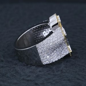 Iced Out <b>Cross</b> Moissanite <b>Ring</b> 925 Sterling <b>Silver</b> Rhodium Plated Pave Set Hip Hop Statement Band - Product Image 2