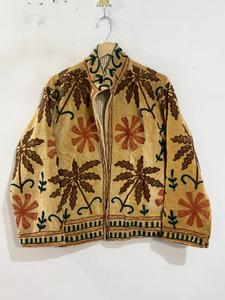 Multicolor Floral Embroidered <b>Velvet</b> <b>Jacket</b> Boho Ethnic Suzani <b>Velvet</b> <b>Jacket</b> Hand-Embroidered Floral Winter <b>Jacket</b> Traditional - Product Image 3
