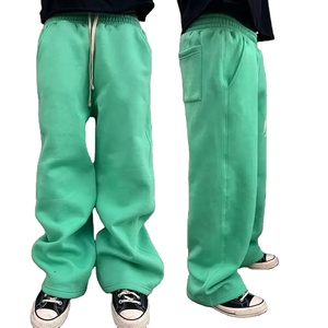 High Quality Y2K Stacked Pants Men Flared Sweatpants Custom Logo Puff Print Wide Leg Joggers - Product Image 1