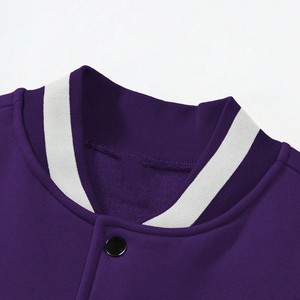 Veste universitaire pour homme, violette et blanche, coupe classique, couleur unie, fermeture boutonnée, col mandarin, décontractée, hiver, style urbain, séchage rapide - Product Image 4