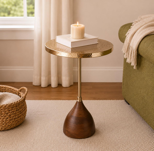 Table d'appoint moderne avec base en bois – Table d'appoint élégante pour salon, chambre et décoration intérieure - Product Image 4