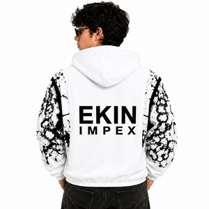 Sweat-shirt à capuche zippé streetwear blanc de haute qualité, 400g, en polaire polyester épais, unisexe, coupe oversize, séchage rapide, pour l'hiver - Product Image 4