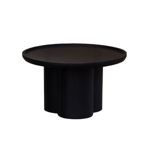 Mesa de Centro Moderna de Lujo en Madera Sólida con Diseño Festoneado, Estilo Minimalista con Base de Pedestal, Acabado Natural y Detalle de Bandeja en la Superficie - Product Image 3