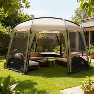 Large Outdoor Sun Shelter <b>Canopy</b> 6-8 Person Screen House <b>Tent</b> Full Mesh Walls UV Protection Wind Ropes Stakes Two Bedroom - Product Image 3