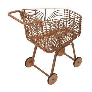 High Quality Rattan Play Shopping Trolley Rattan Grocery Shopping Cart Rattan Baby Toys Natural Rattan Kid Toys Made in Vietnam - Product Image 1